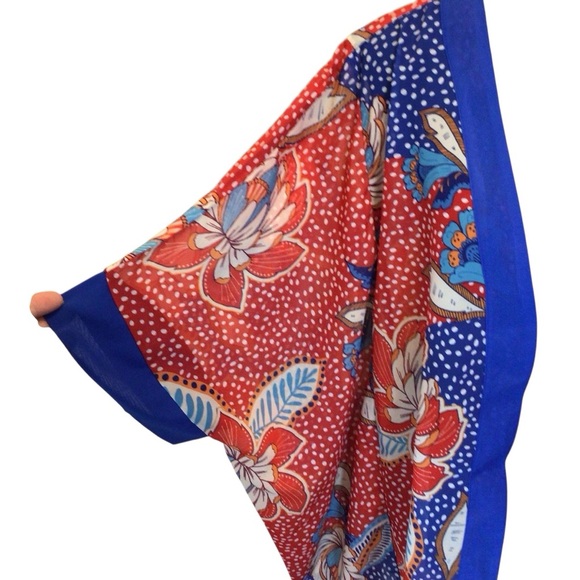 Venus Womens Red & Blue Floral Kimono Swimsuit Cover-up Size 2X - Picture 3 of 6